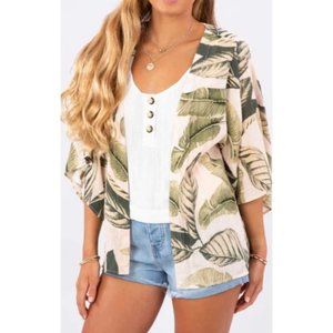Rip Curl Coco Beach Kimono Blush Womans Small Cardigan Botanical Surf Beach